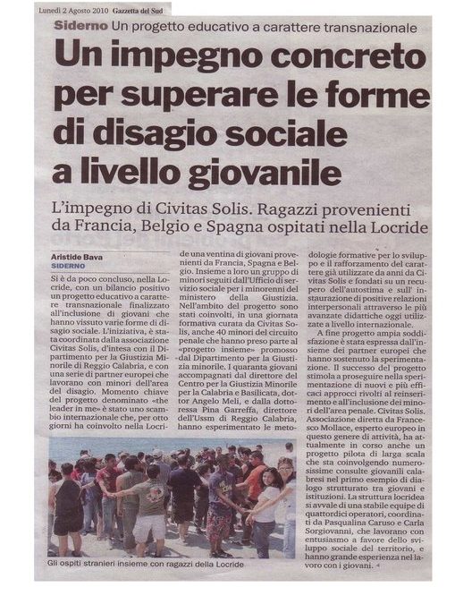 UN IMPEGNO CONCRETO PER SUPERARE LE FORME DI DISAGIO SOCIALE A LIVELLO GIOVANILE
